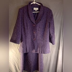 Danny & Nichole Plus Size Purple Tweed Skirt Suit